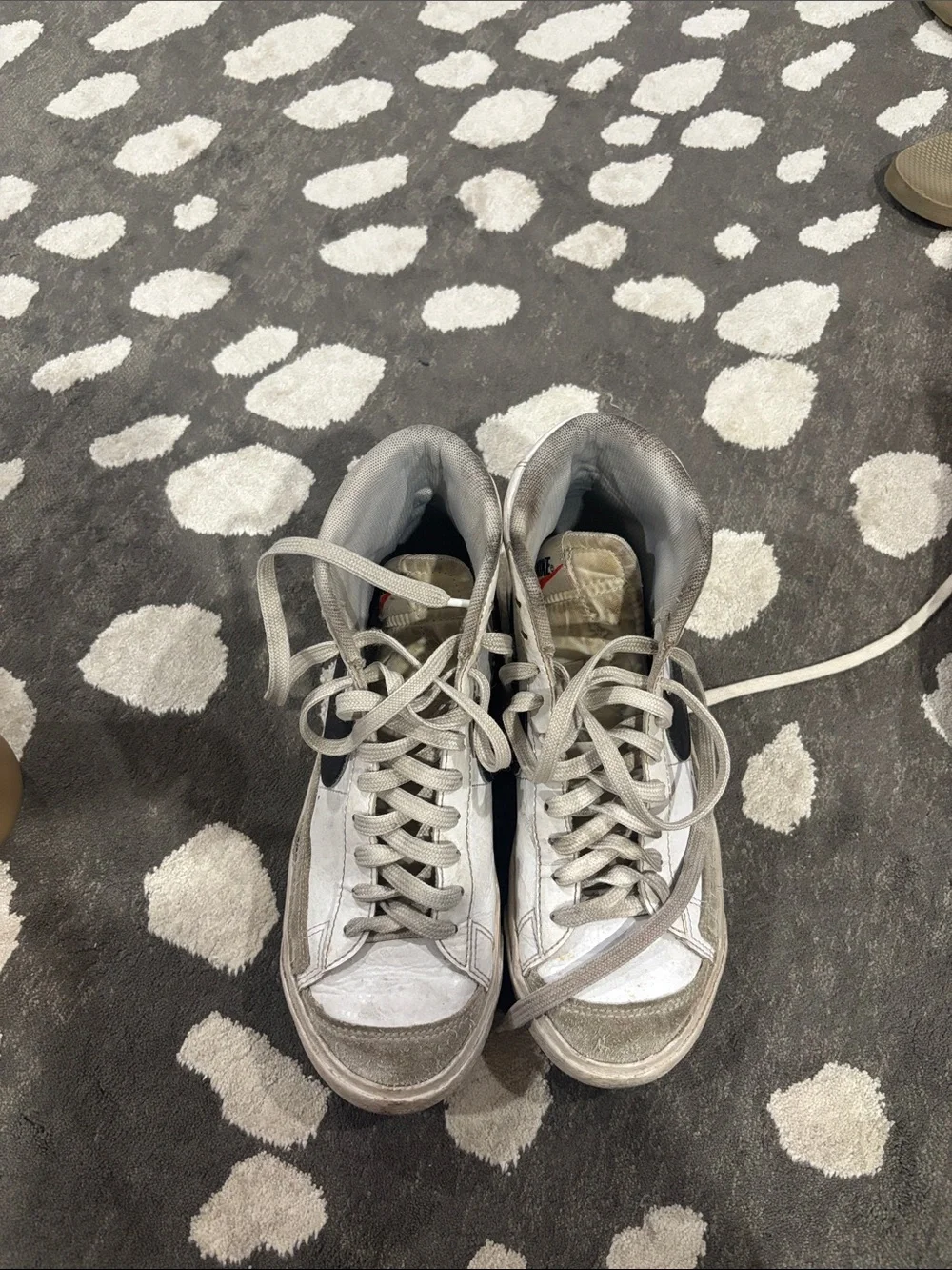 Nike Kids High-Top Sneakers in White and Gray